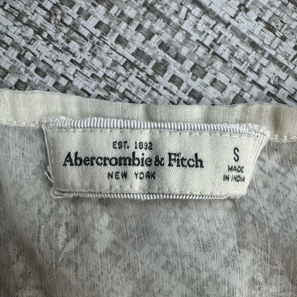 Abercrombie & Fitch‎ Babydoll Tiered Sheer Pintuck Blouse Cream Coquette Size S - Picture 14 of 14